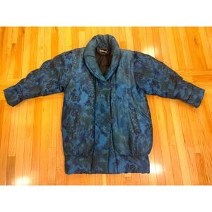 VINTAGE‎ puffer cacoon jacket large floral oversized down filled coat, korea